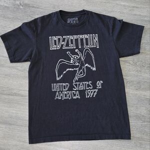 Led Zeppelin T-Shirt 1977 USA Tour Graphic Black Rock Band Tee Size Medium